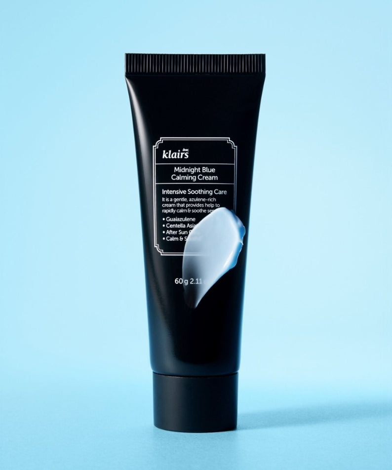 KLAIRS EGF Midnight Blue Calming Cream 60g product image on blue background