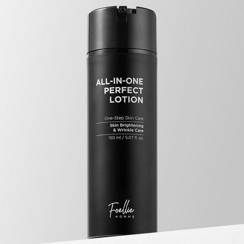 LACVERT Homme All-in-One Perfect Lotion 150ml black dispenser bottle for men skincare by Gentleman Korea, brightening & anti-wrinkle