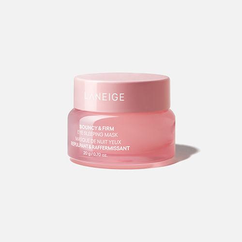LANEIGE Bouncy & Firm Eye Sleeping Mask 20g in pink jar, hydrating overnight treatment for eyes.