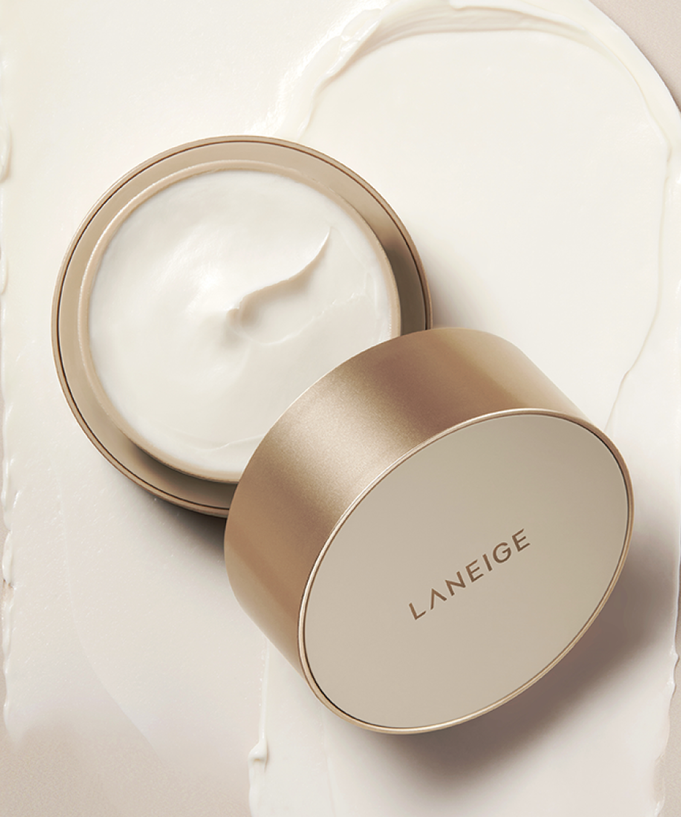 LANEIGE Perfect Renew 3X Cream Advanced 50ml in an open jar showcasing cream texture on a light background.
