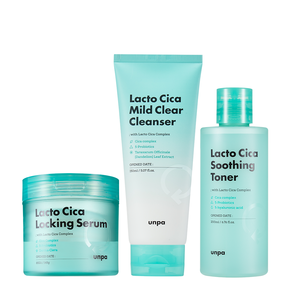 UNPA Lacto Cica Serum Pad, Cleanser, Toner set