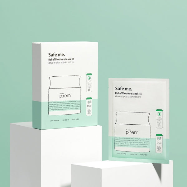 MAKE P:REM Safe Me Relief Moisture Mask packaging on display