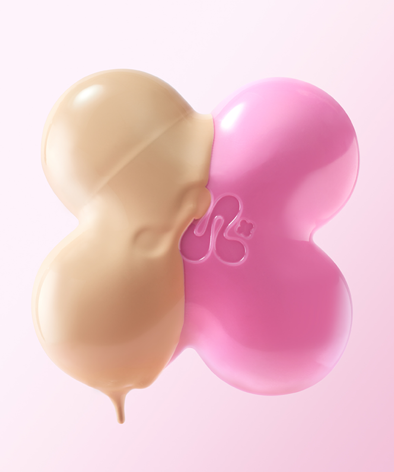 Cream and pink floral design representing MAMONDE NEW Floraglow Rose Tinted Sun Serum 35ml.