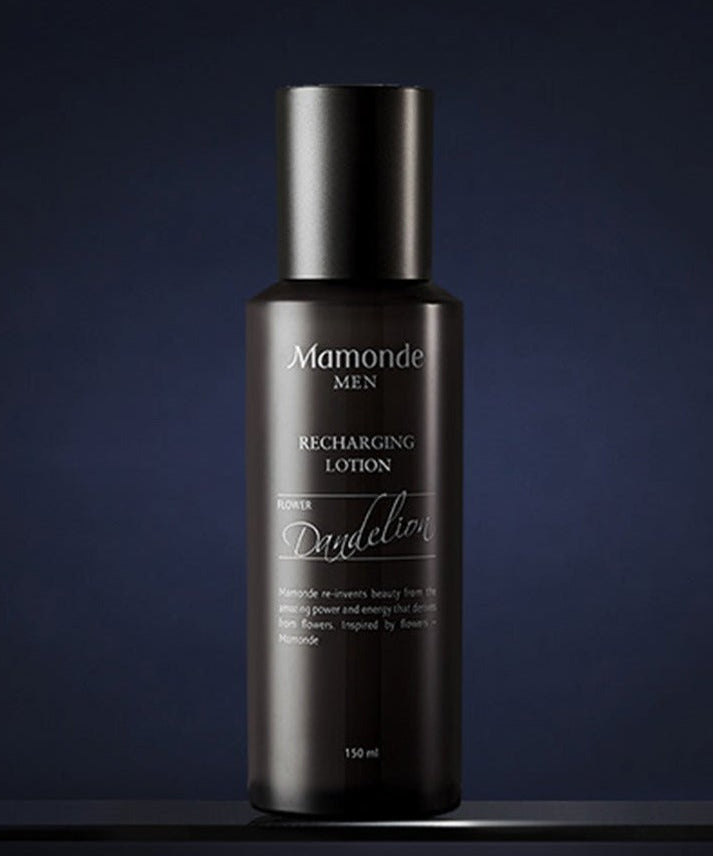 MAMONDE Men Recharging Lotion 150ml bottle product photo for Gentleman Korea — Korean skincare for men, dark sleek packaging