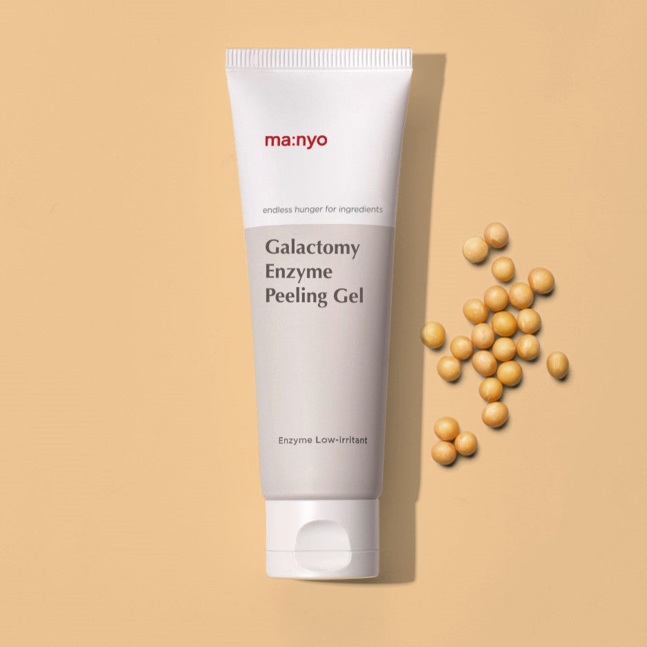 MA:NYO Galactomy Enzyme Peeling Gel 75ml with beige beads on a peach background