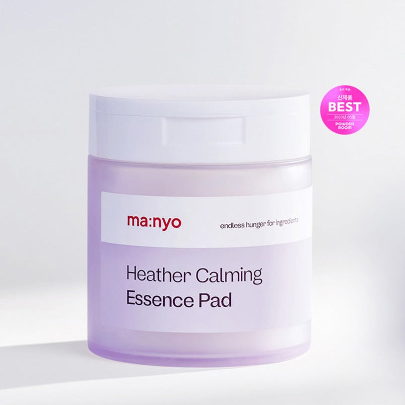 MA:NYO Heather Calming Essence Pad 60p in a purple container with white label and "Best" award sticker on the side