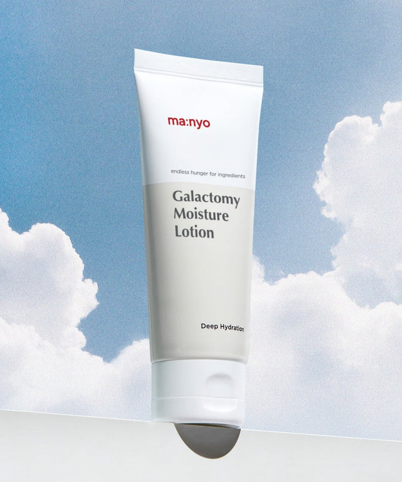 MA:NYO Galactomy Moisture Lotion 100ml against a cloudy sky background