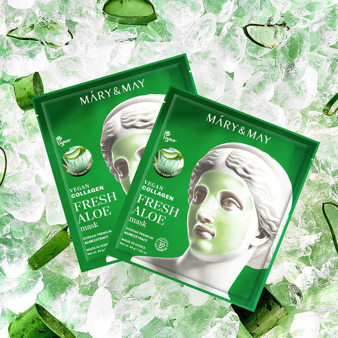 MARY&MAY Vegan Collagen Fresh Aloe Gel Mask (4 sheets)