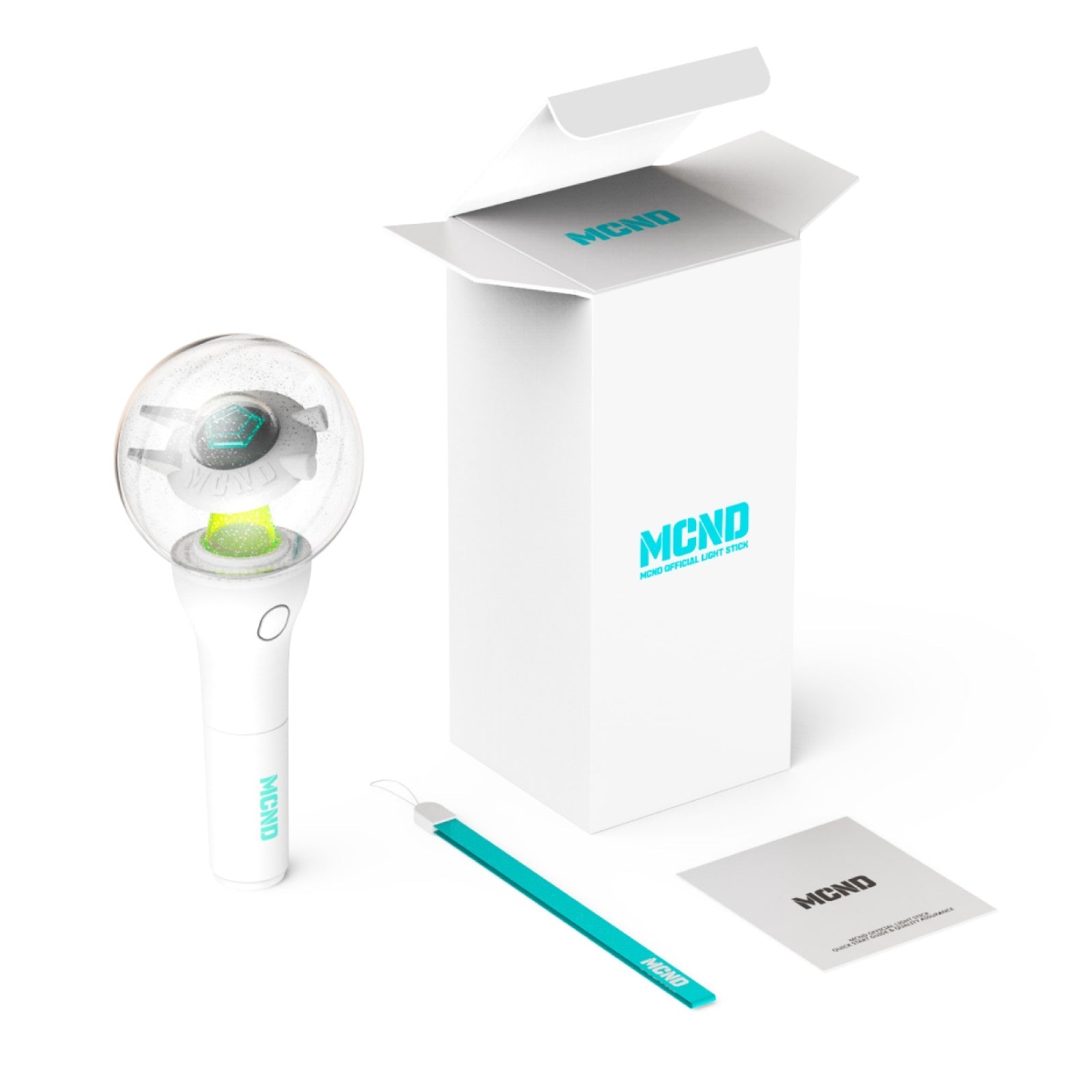 MCND Official Lighstick with packaging, showcasing vibrant design and accessories included in the box.