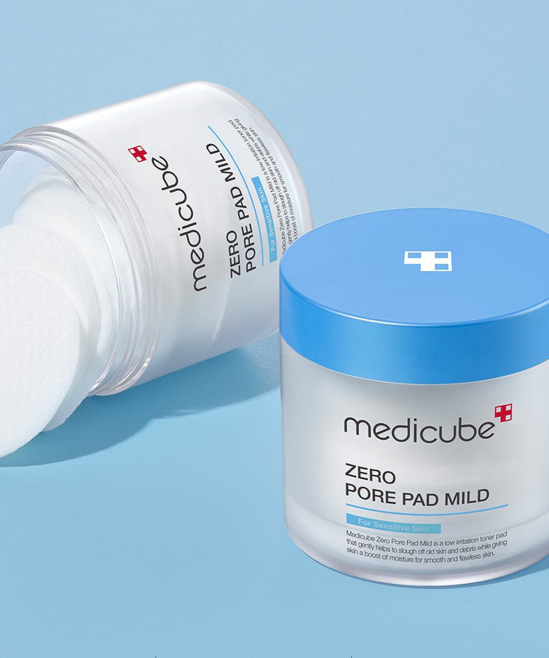 MEDICUBE Zero Pore Pads 70p 155g containers on blue background