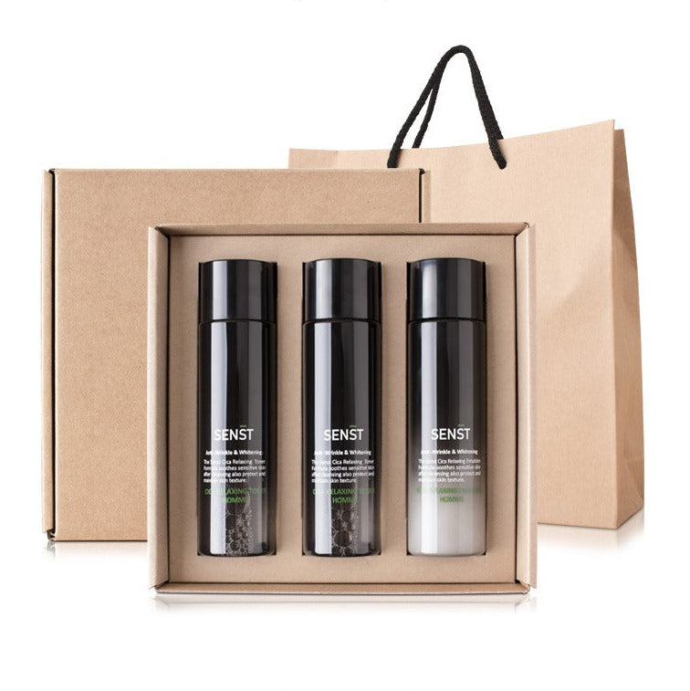 MEDIFLOWER Senst Cica Relaxing Homme 3 Pieces gift set for gentlemen by Gentleman Korea - travel skincare set in kraft box