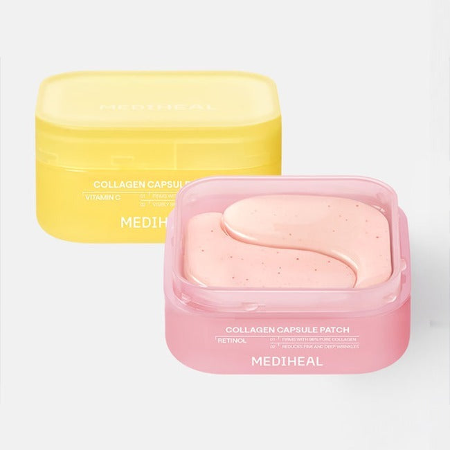MEDIHEAL Collagen Capsule Patch 60 sheets in pink and yellow packaging