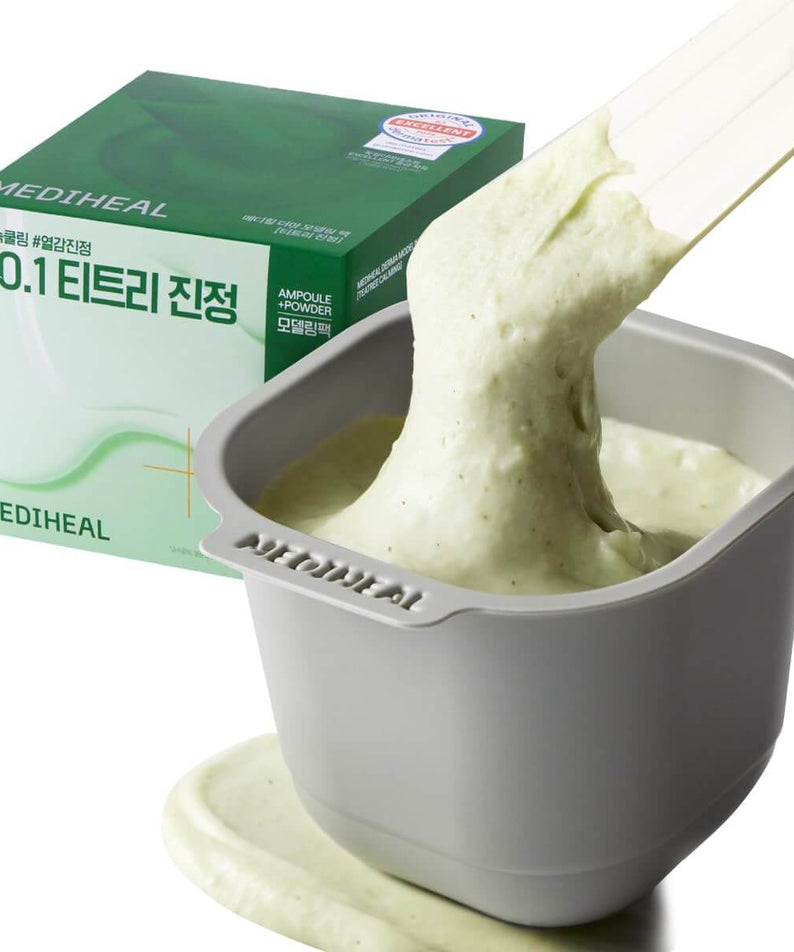 MEDIHEAL Derma Modeling Pack [Tea Tree Soothing] product with modeling pack texture and packaging.