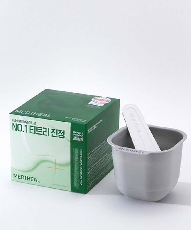 MEDIHEAL Derma Modeling Pack [Tea Tree Soothing] product image with packaging and mixing container