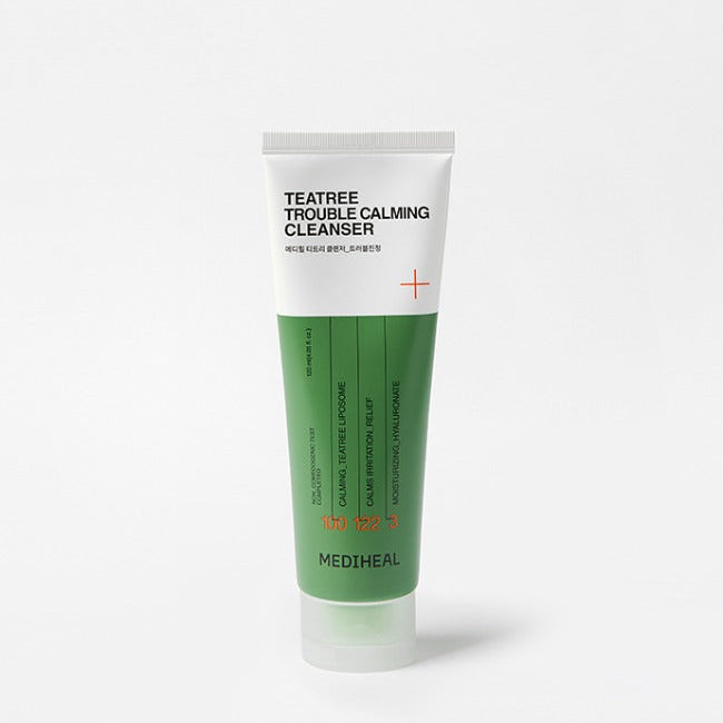 MEDIHEAL Tea Tree Cleanser 120ml in green tube with calming properties.