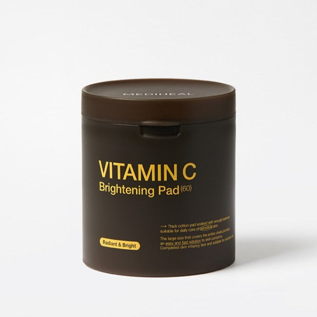 MEDIHEAL Vitamin C Brightening Pads 60 Sheets container on white background.
