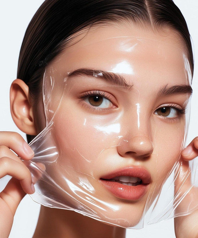 Woman applying MEDIPEEL Collagen Water Glow Wrapping Mask 100ml to face for radiant skin