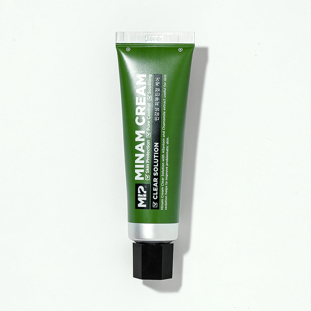 MIP Minam Cream Clear Solution Cica Cream For Sensitive Skin 50ml - Gentleman Korea product image of green tube for men’s skincare