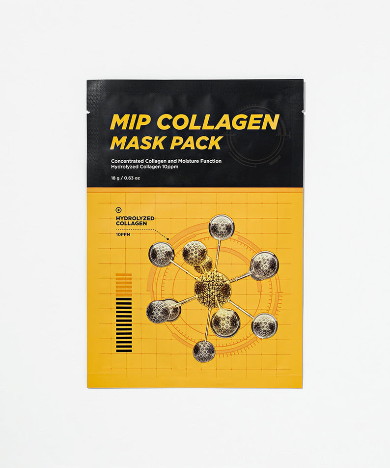 MIP Collagen Mask Pack 20 Sheets by Gentleman Korea — men's Korean skincare sheet mask, yellow-black package, collagen hydration for gentlemen