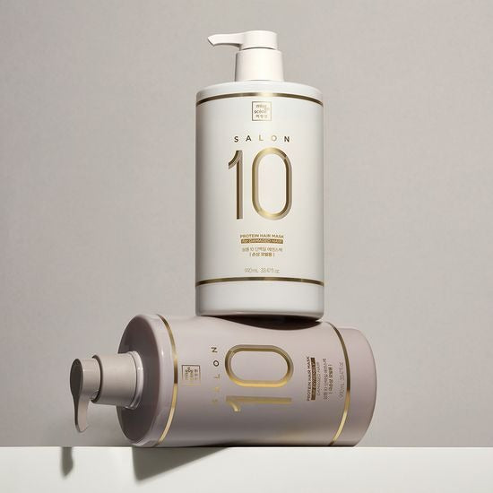 MISE EN SCENE Salon 10 Protein Treatment Essence Pack 990ML bottles displayed on a neutral background