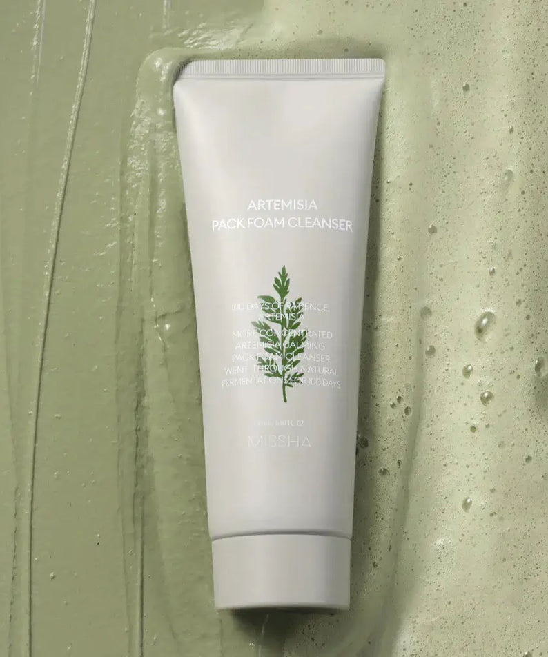MISSHA Artemisia Pack Foam Cleanser 150ml on textured background