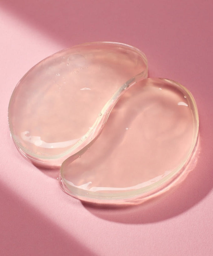 MIXSOON Collagen Hydrogel Eye Patch Single Pack 5 Sheets on pink background showcasing skincare product