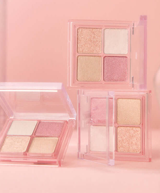 MUDE Full bloom Glow Palette showcasing vibrant shades on a pink background.