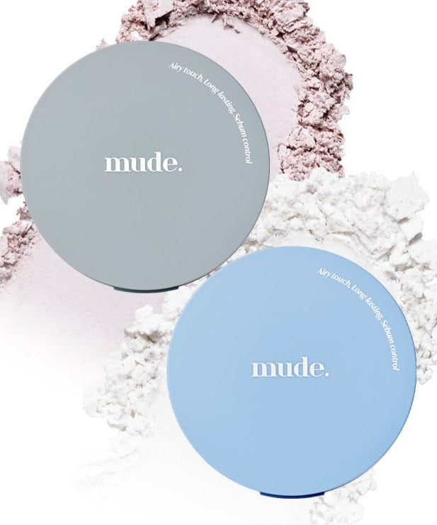 MUDE Settingn Powder Patch with two color options, pink and white, for flawless makeup finish.