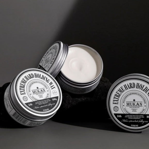 Alt Tag: MUKAN Extreme Hard Holding Wax 100g - Gentleman Korea premium men's styling wax, strong hold matte finish, 100g