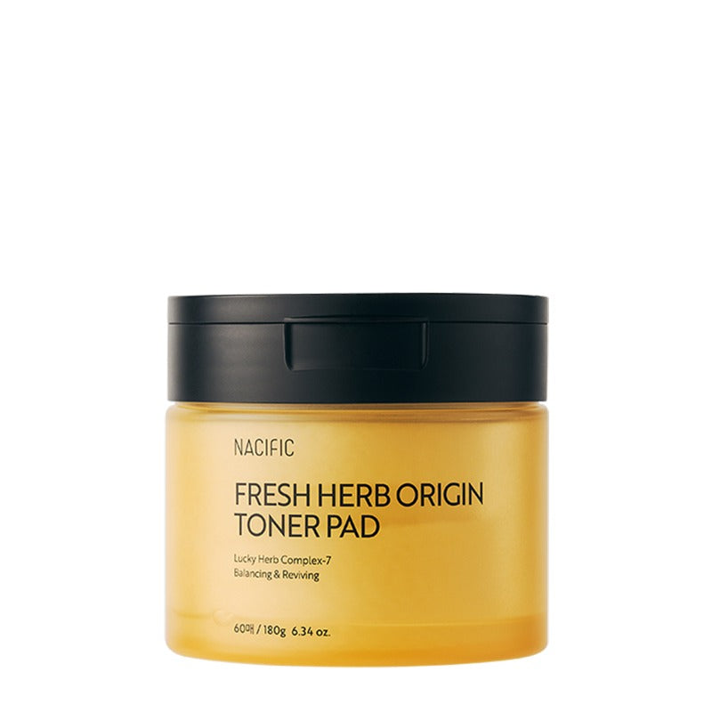 NACIFIC Fresh Herb Origin Toner Pads 60 sheets/180g in yellow jar with black lid