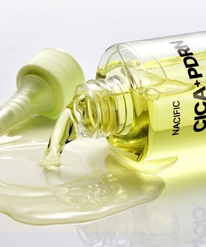 NACIFIC Fresh Cica PDRN First Toner 150ml bottle spilling on surface