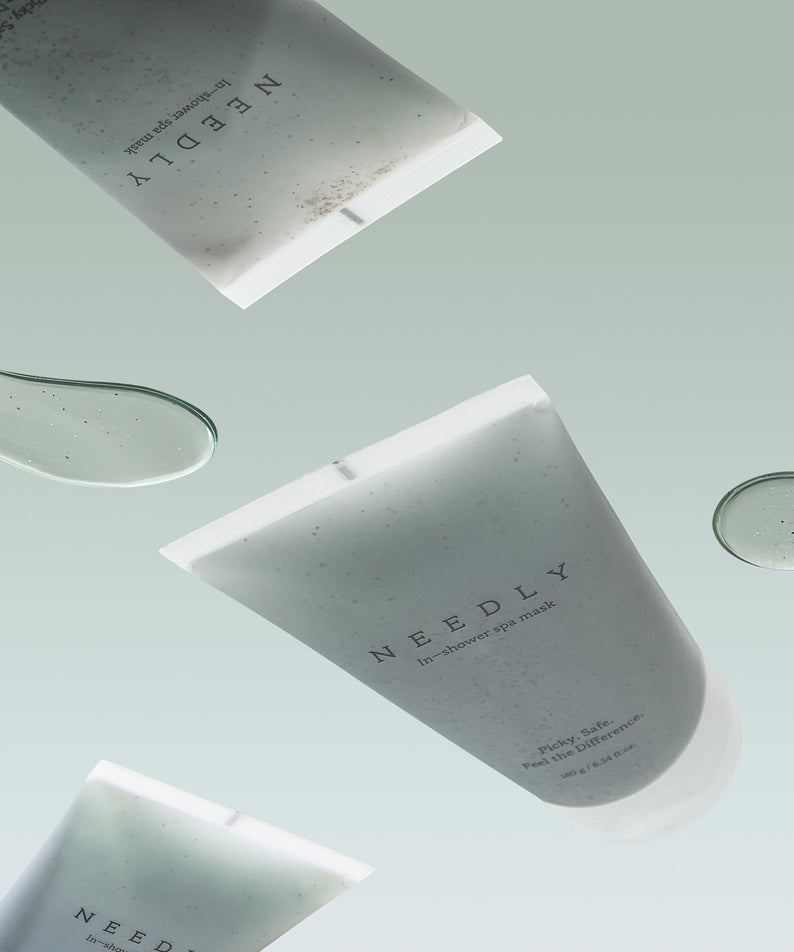 NEEDLY Ishower Spa Mask 180g shown with a serene background and elegant product design