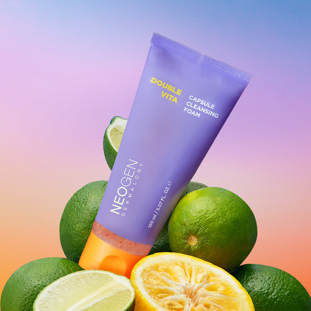 NEOGEN Dounble Viita Capsual Cleansing Foam 150ml with citrus backdrop