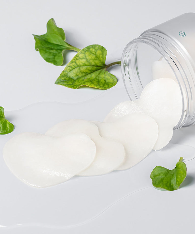 NEOGEN Real Heartleaf Soothing Daily Mask 40 Sheets displayed with product packaging and heartleaf greenery in the background.