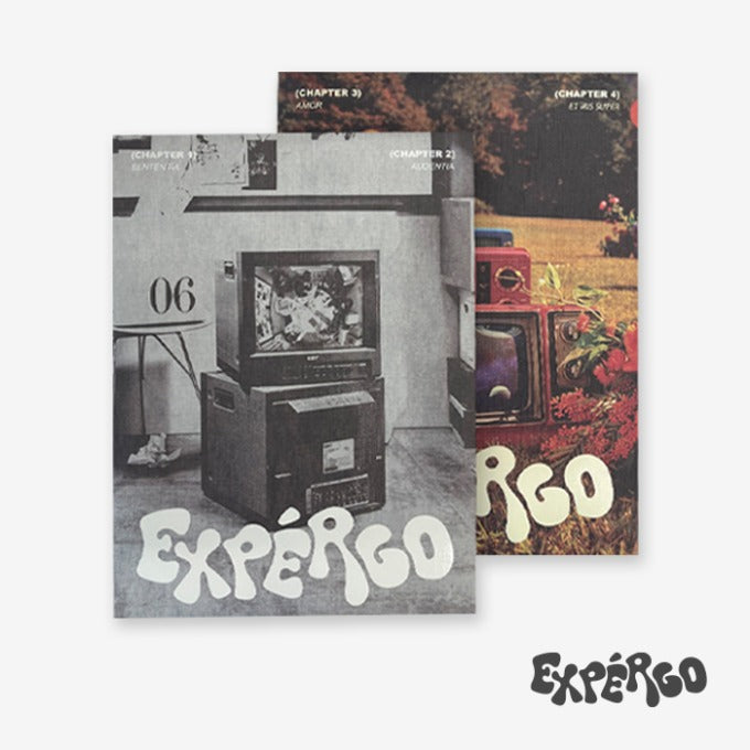NMIXX 1st Ep Album Expergo (Random Ver.) cover with retro aesthetic featuring vintage televisions.