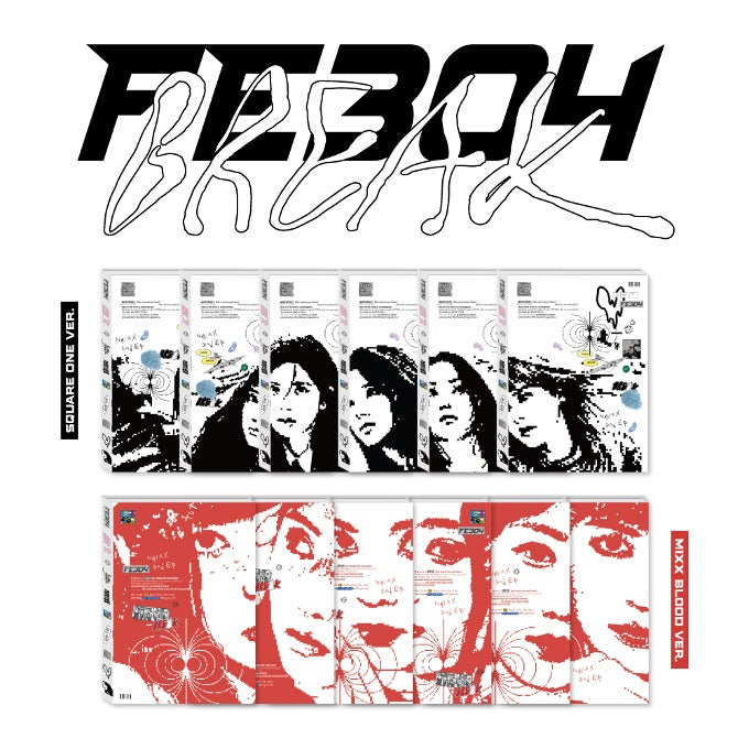 NMIXX 2nd Ep Album FE304 : Break (Random Ver.) cover with artistic black and white and red images of the band members.
