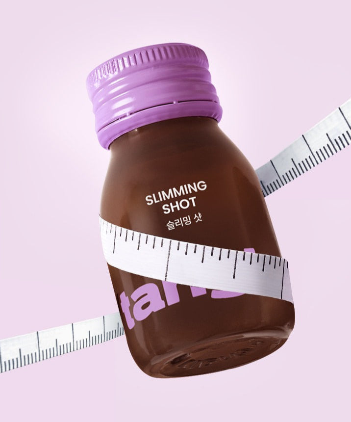 NOTHING BETTER Tangly Slimming Shot 7 Bottles with measuring tape showcasing its focus on weight management.