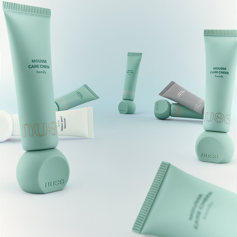 NUSE Mousse Care Cheek Handy tubes on display against a light background.