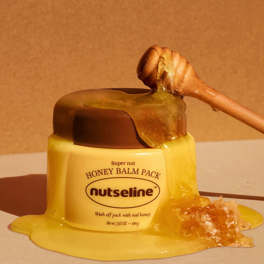NUTSELINE Super Nut Honey Balm Pack 100g with honey dipper, showcasing rich honey texture and premium packaging.