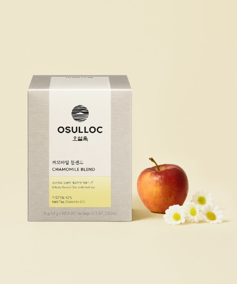 OSULLOC Chamomile Blend 10 p packaging with apple and chamomile flowers