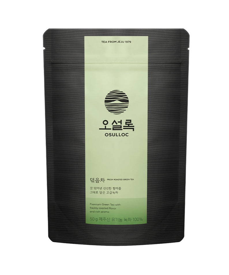 OSULLOC Fresh Roasted Green Tea 50g packaging showcasing premium green tea from Jeju.