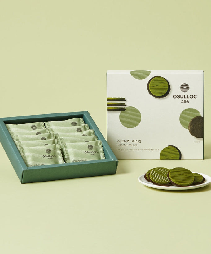 OSULLOC Signature Biscuits 10 P displayed with packaging and individual biscuit servings.