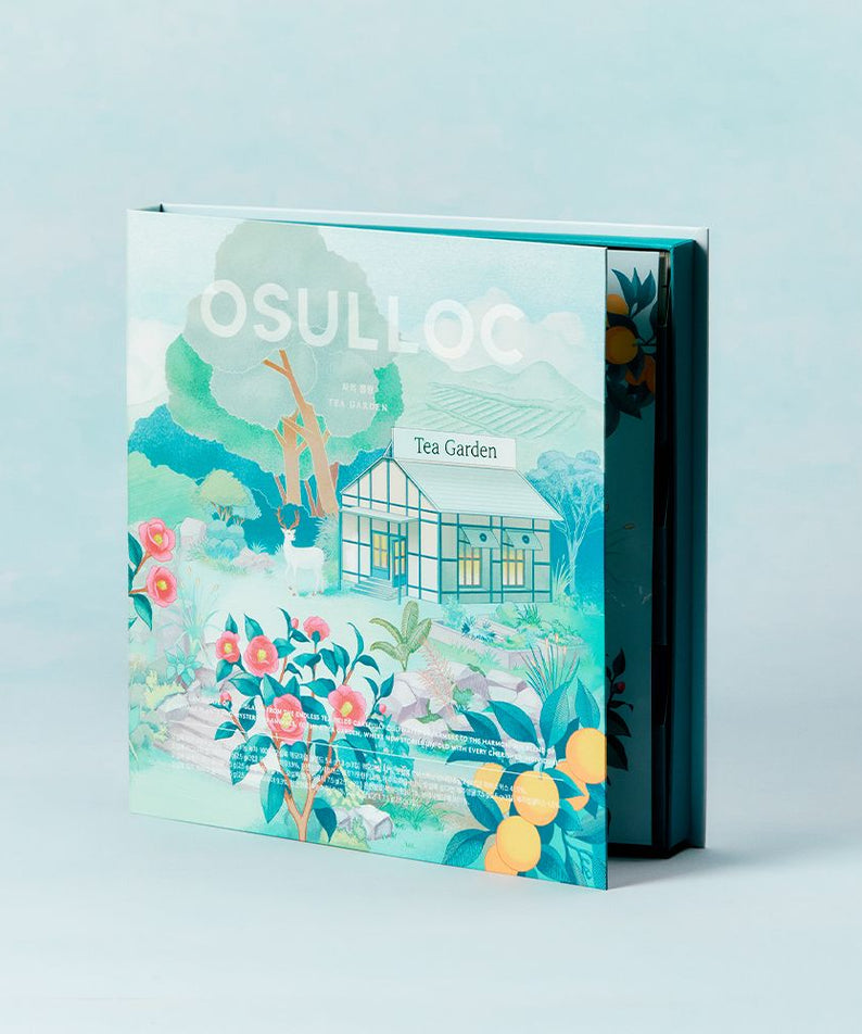OSULLOC Tea Garden Set 2025 box with vibrant nature illustration.