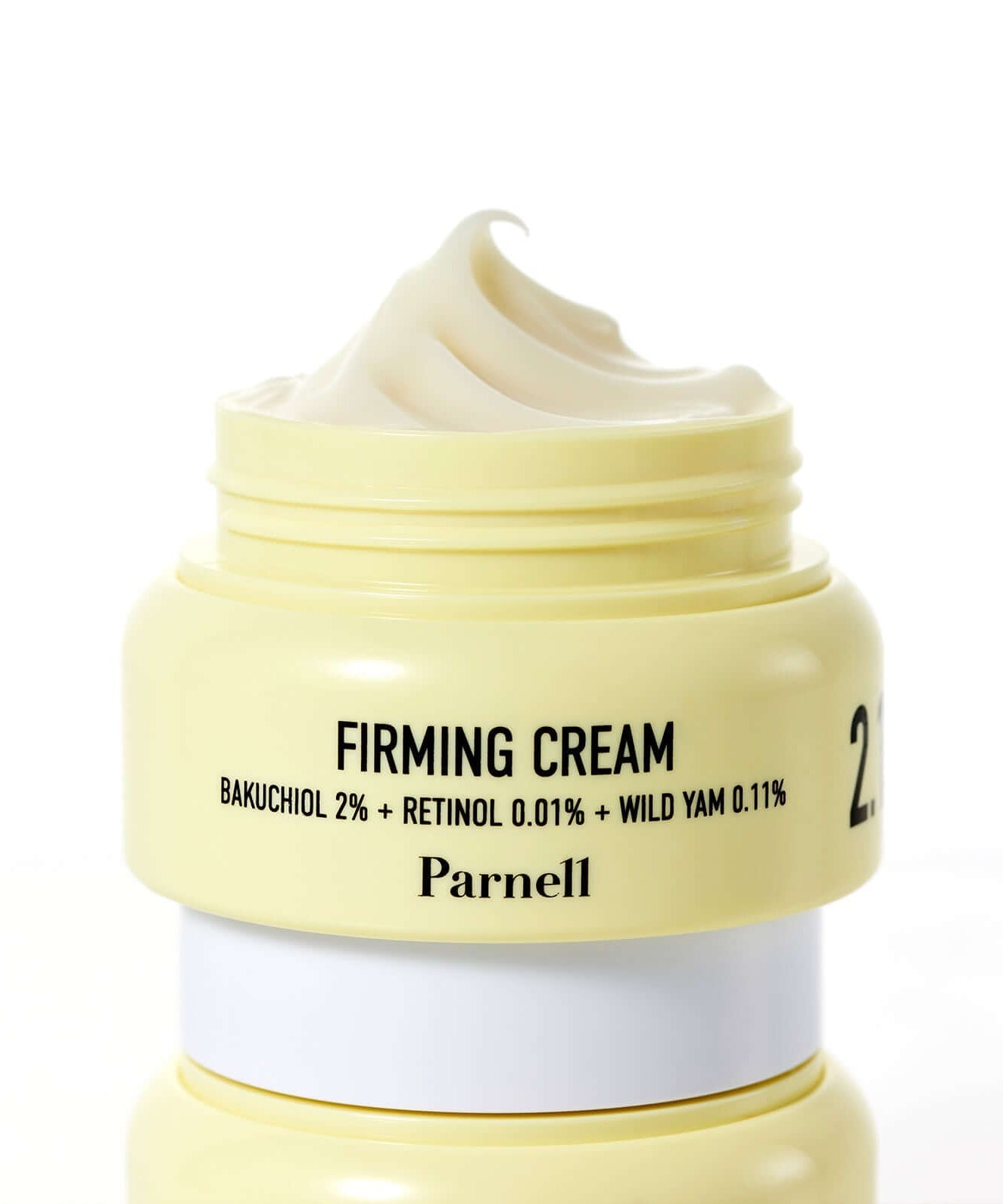PARNELL Bakuchiol Retinol Wild Yam Firming Cream 50ml in open jar showing cream texture