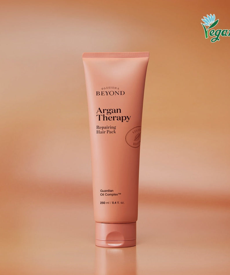 PASSION&BEYOND Argan Therapy Repairing Hair Pack 250ml in elegant packaging with vegan label