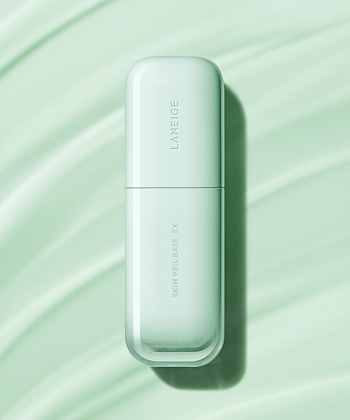 LANEIGE Skin Veil Base SPF28/PA++ 30ml, mint green bottle on matching background