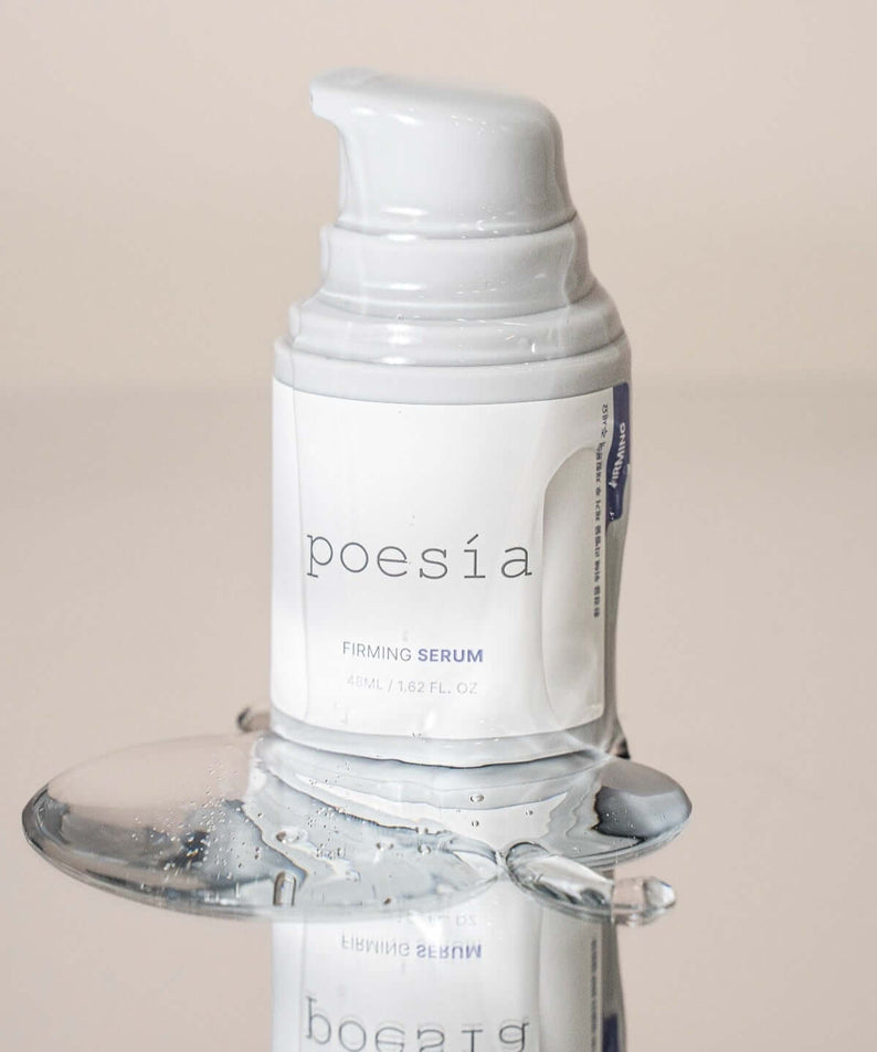 POESÃA Hydro Phyto Collagen Deep Farming Ampoule Serum 48ml bottle on reflective surface