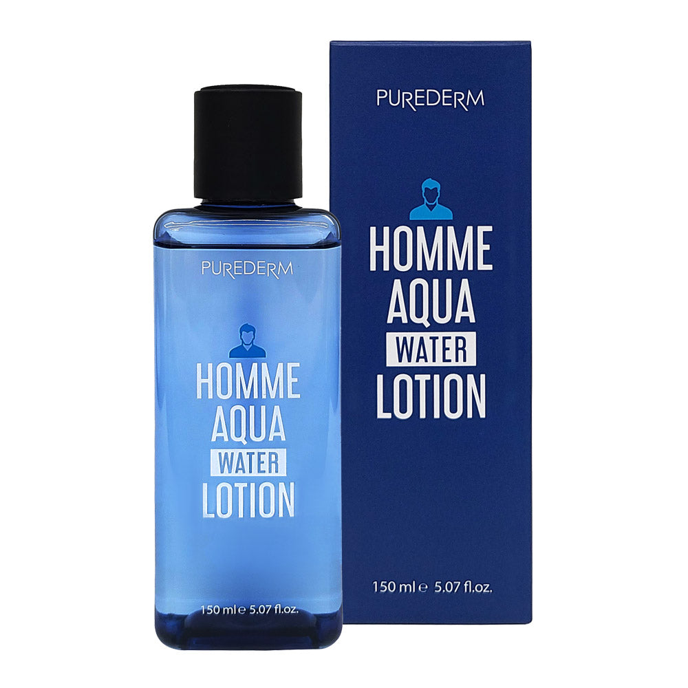 PUREDERM Men's Aqua Water Lotion 150ml - Gentleman Korea men’s hydrating aqua water lotion product bottle and box