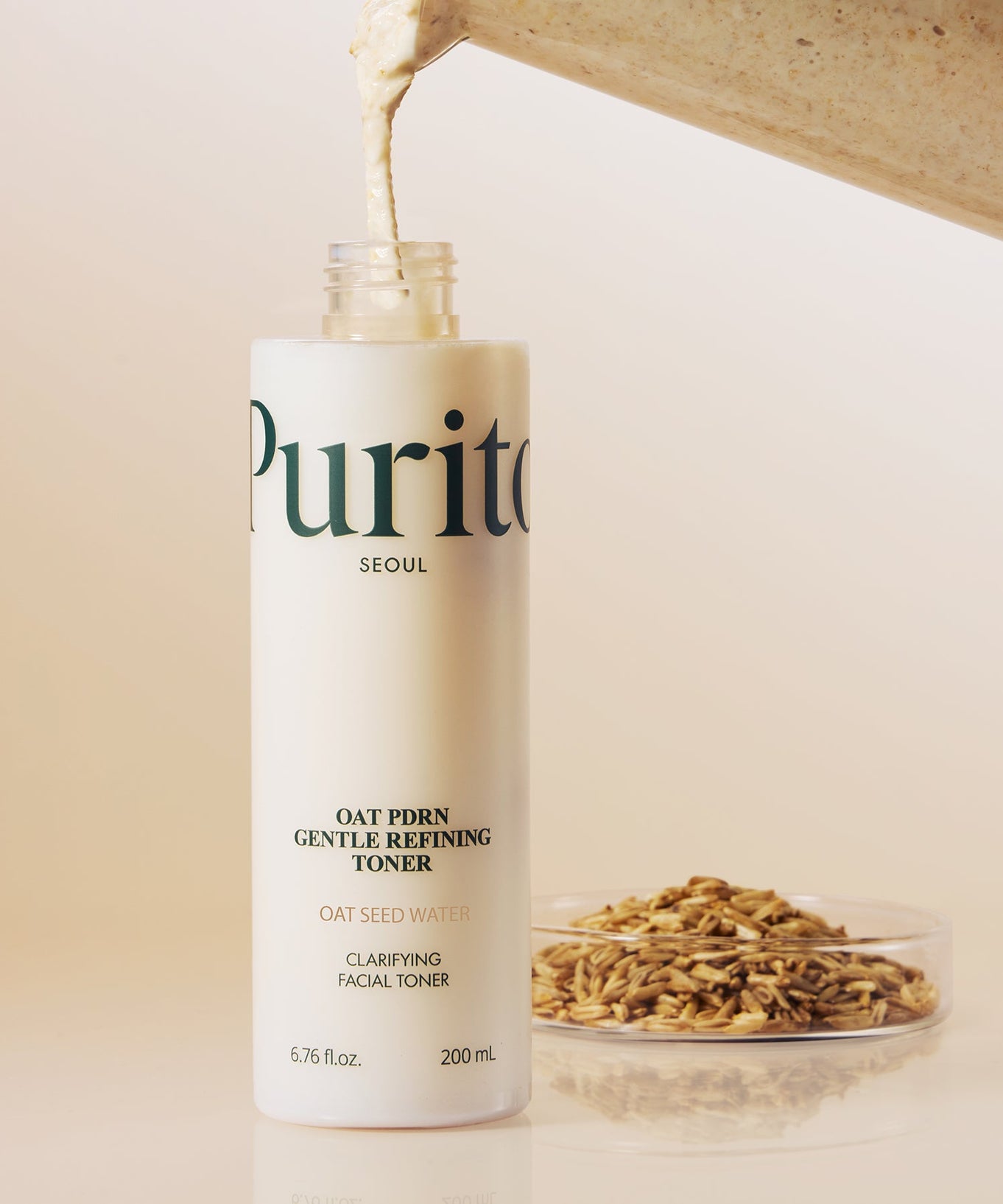 PURITO Oat PDRN Gentle Refining Toner 200ml with oats and creamy texture, facial toner for clarifying skin, 200ml size