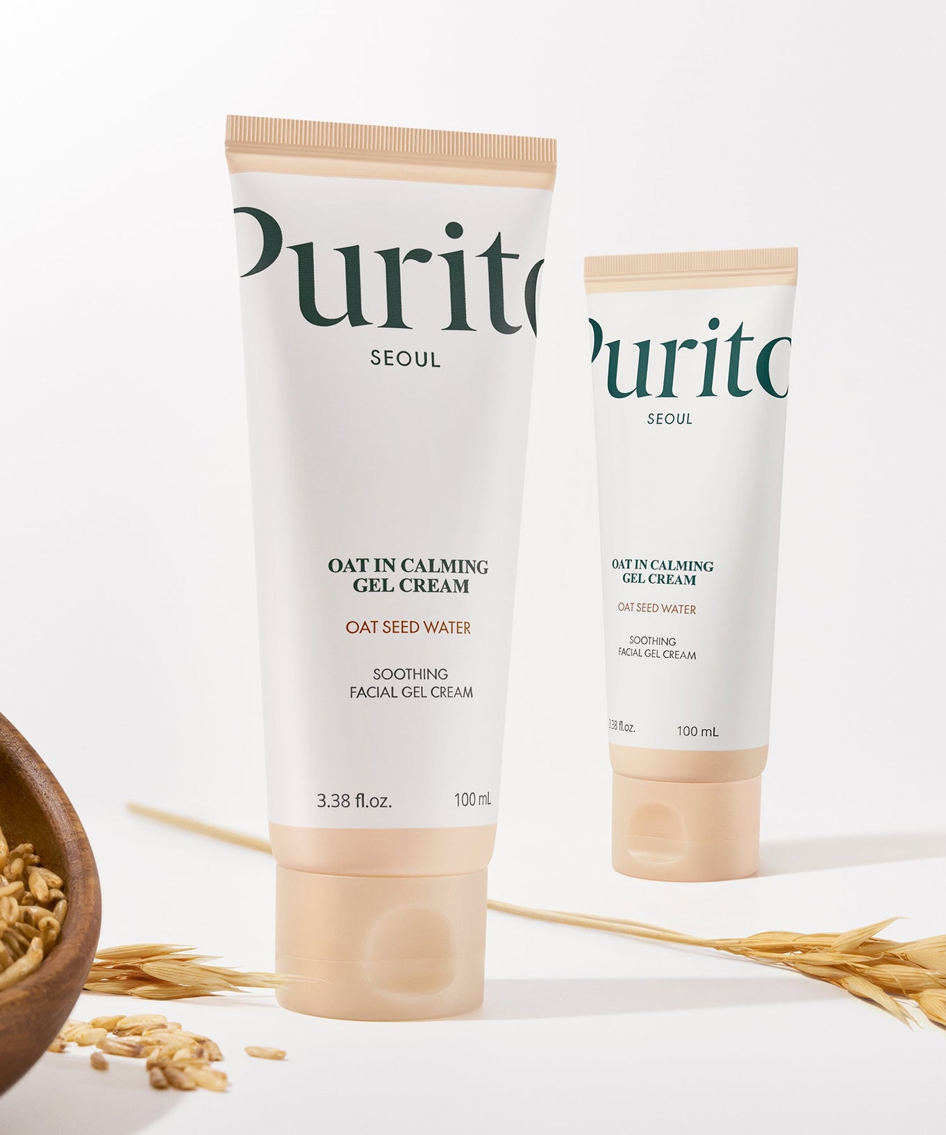 PURITO Seoul Oat Calming Gel Cream 100ml packaging with oat seeds